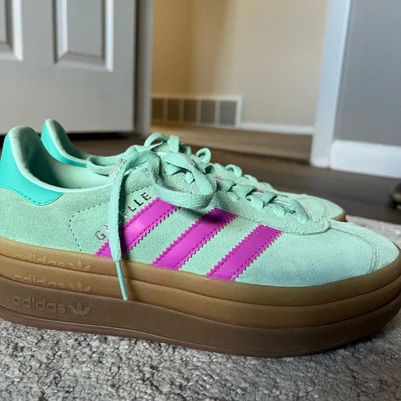 adidas gazelle silver green womens Adidas Gazelle Bold Kids True Pink Gum Silver Purple